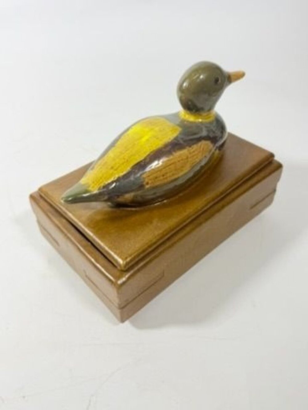 Trinket Cigar Box Duck Vintage Ceramic Hand Painted Mold Desk Dresser Accessorie - Picture 8 of 13